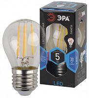 ЭРА Лампа светодиодная филаментная F-LED P45-5W-840-E27  (филамент, шар, 5Вт, нейтр, E27  (10/100/3200) Э (Б0043439)