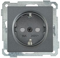 IEK РС14-1-0-Б Розетка с заземляющим контактом с защитной шторкой 16А BOLERO антрацит IEK  (ERB14-K95-16)