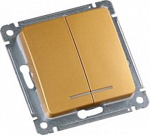 HEGEL MASTER Выключатель двухклавишный с индикацией, скрытой установки, в рамку, золото (ВС10-452-07)