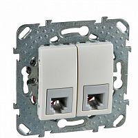 SCHNEIDER ELECTRIC UNICA Розетка телефонная 2хRJ11 в рамку бежевая (MGU5.9090.25ZD)