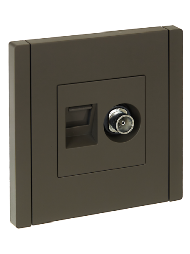 IEK FORTE&PIANO Розетка двойная TV+RJ45 кат.5E FP336 серый  (FP-AK20-1-K03)