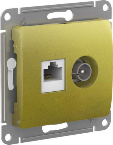 SCHNEIDER ELECTRIC GLOSSA Розетка двойная ТВ + компьютерная RJ45, кат. 5Е, ФИСТАШКОВЫЙ (GSL001089)