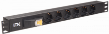 IEK Блок розеток (PDU) ITK 6 розеток DIN49440 с LED выключателем 1U шнур 2м вилка DIN49441  профиль из