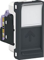 SCHNEIDER ELECTRIC Розетка UNICA MODULAR компьютерная RJ45 одиночная категория 6 UTP 1 модуль антрацит (NU341454)