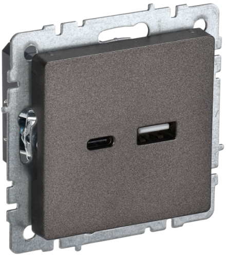 IEK BRITE Розетка USB A+C 18Вт РЮ11-1-БрТБ темная бронза IEK (BR-U22-018-K45)
