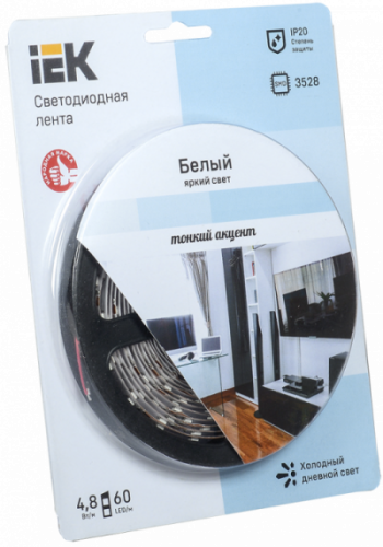 IEK Лента светодиодная LEDх60/м 5м 4.8w/m 12в холодный eco (LSR1-2-060-20-1-05)