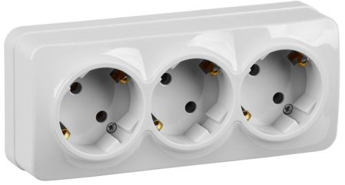 IEK GLORY Розетка трехместная наружная с заземлением белая (ERH31-K01-16)
