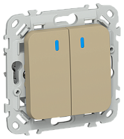 FLITE Выключатель 2-клавишный с индикацией 10А  хаки (FI-V20-1-10-1-K59)