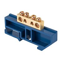 EKF Шина 0 N  (8х12мм) 4 отверстия латунь синий изолятор на DIN-рейку PROxima (sn0-125-4-d)