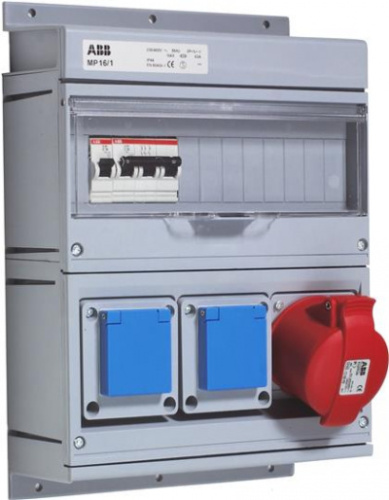 ABB Бокс MP16/1 с розетками в сборе IP44  (MP16/1)  (2CMA168998R1000)