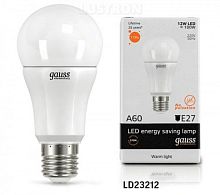 GAUSS Лампа светодиодная LED 12вт 230в,Е27,теплый, шар Elementary (23212)