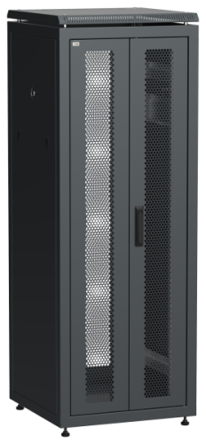 IEK Шкаф напольный сетевой 19' LINEA N 33U 600х600мм передняя распашная перфорированная дверь задняя перфорированная черный (LN05-33U66-2PP)