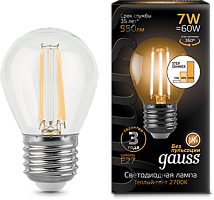 GAUSS Лампа светодиодная LED 7Вт E27 2700K Filament Globe step dimmable  (105802107-S)