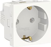 SCHNEIDER ELECTRIC Розетка UNICA MODULAR с заземлением без шторок винтовой зажим 16А 250В 2 модуля белый (NU303618)