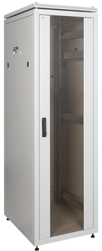 Шкаф сетевой 19дюйм ITK LINEA N 38U 600х800 мм стеклянная передняя дверь, задняя металлическая серы