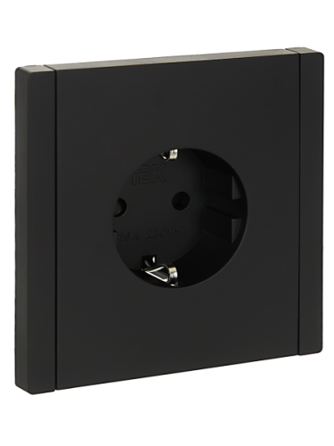 IEK FORTE&PIANO Розетка 1-местная с заземлением с защитными шторками винтовое крепление 16А FP115 черный  (FP-R14-16-K02)