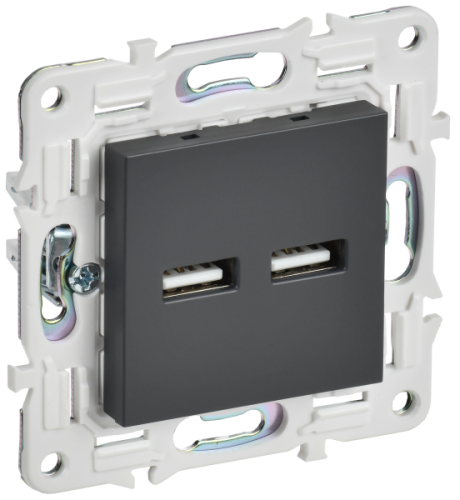 IEK SKANDY Розетка USB A+A 3,1А SK-R15T титан  (SK-U21-D31-K48)