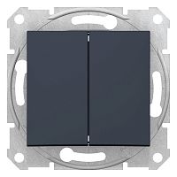 SCHNEIDER ELECTRIC Sedna Переключатель двухклавишный в рамку графит схема 6+6 (SDN0600170)