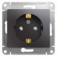 SCHNEIDER ELECTRIC GLOSSA Розетка с заземлением со шторками графит (GSL001345)