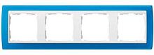 SIMON Рамка на 4 поста, S82, синий полупрозрачный - белый (82643-64)