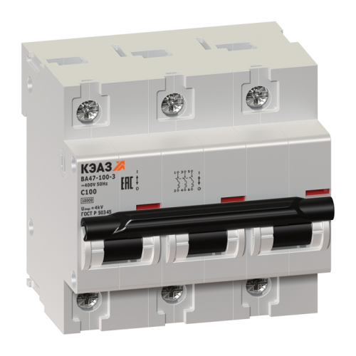 KEAZ Выключатель автоматический трехполюсный ВА47-100-3С80-УХЛ3 (141629)