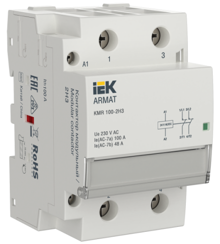 IEK ARMAT Контактор модульный KMR 100А 24В AC/DC 2НЗ  (AR-KMR20-100-02-024)