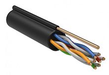 IEK Витая пара ITK кабель связи U/UTP ITK категория 5е 4 пары 24 AWG однопроволочный LDPE внешней прокладки с металлическим тросом 12мм черный  (305м)  (LC3-C5E04-159) (LC3-C5E04-159)