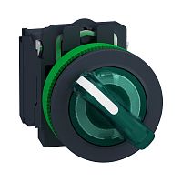 SCHNEIDER ELECTRIC Переключатель 22мм, 2 позиции, 230В, зеленый, с подсветкой, заподлицо, 1НО, 1НЗ, пластик (XB5FK123M5)