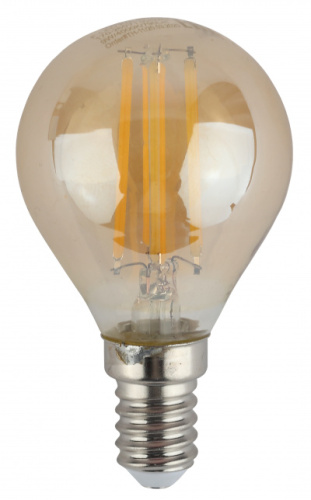 ЭРА Лампа светодиодная F-LED P45-9W-827-E14 gold   (филамент, шар золот, 9Вт, тепл, E14)  (10/100/3600) Э (Б0047022)