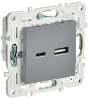 IEK SKANDY Розетка USB A+C 3,1А SK-R14Gr серый  (SK-U22-D31-K03)