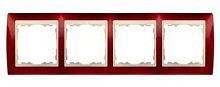 SIMON Рамка на 4 поста, S82, красный полупрозрачный - белый (82643-37)