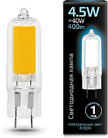 GAUSS Лампа светодиодная LED 4.5Вт 4100K G4 AC220-240V Glass  (107807204)