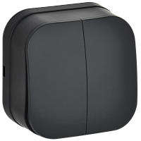 IEK GLORY Выключатель 2-клавишный для открытой установки 10А ВС20-2-0-ХЧм черный матовый  (EVH20-K02M-10)