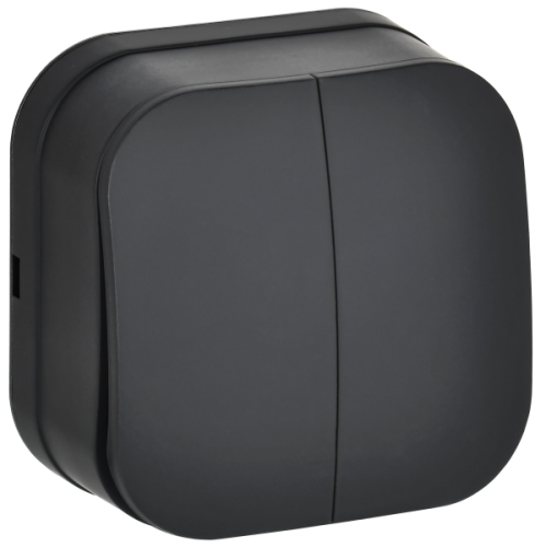 IEK GLORY Выключатель 2-клавишный для открытой установки 10А ВС20-2-0-ХЧм черный матовый  (EVH20-K02M-10)