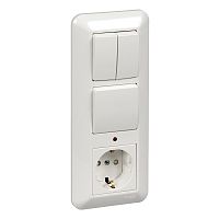 SCHNEIDER ELECTRIC ПРИМА Блок 1 клавиша/2 клавиши/розетка с заземлением скрытый белая (BK2VR-006A-B)