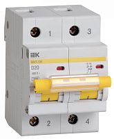 IEK Выключатель автоматический двухполюсный 16А D ВА47-100 10кА (MVA40-2-016-D)