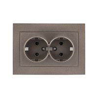 EKF Валенсия лицевая панель розетки 2-местной с/з 16А графит с защ. штор. EKF PROxima (ESR16-L-128-60)
