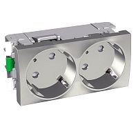 SCHNEIDER ELECTRIC Розетка двойная 45 2P+E со шторками металлик (ALB46252)