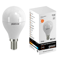 GAUSS Лампа светодиодная LED 6вт 230в Е14 теплый мат.шар  (53116)