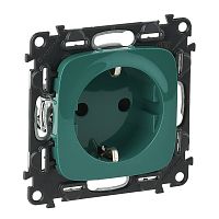 LEGRAND Valena ALLURE Розетка силовая 2К+З 16А 250В со шторками безвинтовые зажимы с лицевой панелью Зеленая (754982 )