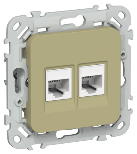 FLITE Розетка 2-местная компьютерная RJ45 категория 5Е UTP  оливковый (FI-K22-1-K26)