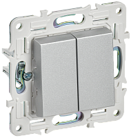 IEK SKANDY Выключатель 2-клавишный проходной 10А SK-V05S серебряный  (SK-V22-0-10-K23)