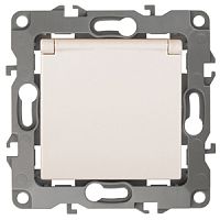 ЭРА Розетка 2P+E Schuko со шторками с крышкой, 16A-250В, , слоновая кость, 12-2103-02 (Б0014694)