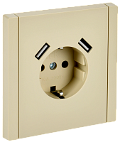 IEK FORTE&PIANO Розетка 1-местная с заземлением с защитными шторками винтовое крепление 16А USB A+A 3,1А FP445 ваниль  (FP-R14-16-U21-D31-K10)