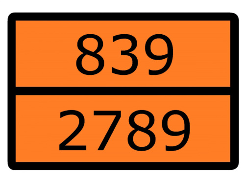 EKF Знак для маркировки опасных грузов ''Номер ООН 839/2789'' ГОСТ Р 52290-2004 300х400 мм, пленка самоклеящаяся ГОСТ 19433-88 (an-7-839-2789)