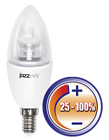 JAZZWAY Лампа светодиодная диммируемая LED 7Вт E14 540Лм 230/50 белый прозрачная свеча (1035370)
