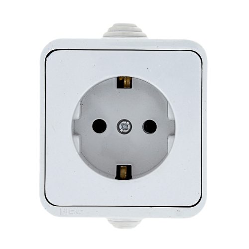 EKF Прага Розетка 16А с заземлением IP44 белая (EKR16-028-10-44) фото 3