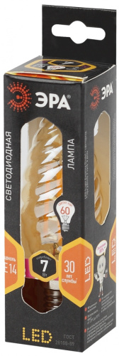 ЭРА Лампа светодиодная филаментная F-LED BTW-7W-827-E14 gold  (филамент, свеча витая золот., 7Вт, тепл, (Б0027966)