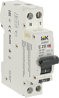 IEK ARMAT Выключатель автоматический дифференциальный АВДТ B06S 1п+NP C20 30мА тип AC (18мм) (AR-B06S-1N-C20C030)