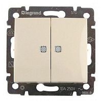 LEGRAND VALENA Выключатель двухклавишный на 2 направления c подсветкой в рамку слоновая кость (блистер) (695630)